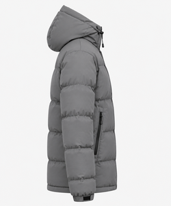 Premium <b>Grey</b> Hooded Puffer <b>Jacket</b> | <b>Waterproof</b> Down Filled Casual Winter Coat for Men - Product Image 3