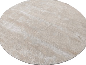 Alfombra Redonda Tejida a Mano de Bambú y Seda Color Marfil – Decoración Minimalista para el Hogar - Product Image 1