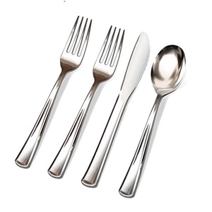 Cuchara de cubiertos de plata pulida con espejo, Juego de 4 cubiertos de acero inoxidable para uso en el hogar y el restaurante - Product Image 1