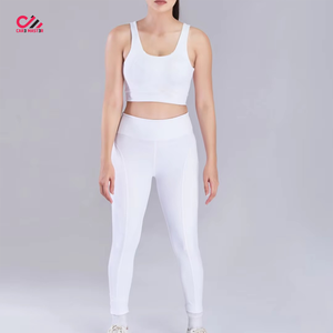 Conjunto de Yoga Ligero para Mujer, Tallas Grandes, Color Sólido, con Logotipo Personalizado en la Parte Delantera, Sin Mangas, Transpirable, 2 Piezas - Product Image 3