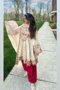 Precios al por mayor: Últimos vestidos vintage afganos Kuchi de corte A, hasta la rodilla, 100% poliéster, bordados, ropa de mujer, vestidos de boda - Product Image 3