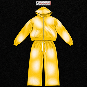 Ensemble de survêtement jaune délavé personnalisé pour homme – Hoodie zippé et pantalon de jogging – Vêtements de sport décontractés et streetwear pour hommes – Vente en gros - Product Image 5