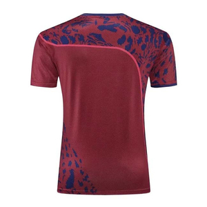 T-shirt à manches courtes pour homme, imprimé léopard rouge, coupe sportive, col rond, en polyester tricoté, séchage rapide - Product Image 3