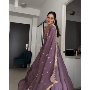 Georgette ชุดธรรมดาด้านล่างที่มีการเย็บปักถักร้อยงานไวน์ - Product Image 1