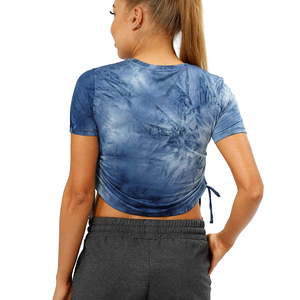 T-shirt court en coton rayé au crochet écologique 2025 pour femme, chemise courte pour femme avec remise OEM en gros - Product Image 2