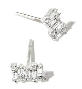 Pendientes de Diamantes Cultivados en Laboratorio, Corte Baguette y Redondo, Oro Sólido de 14K y 18K, Pendientes de Diamantes en Racimo, Modernos y Elegantes - Product Image 2