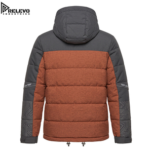 Custom <b>Waterproof</b> Insulated Puffer Jacket, Men Heavy Duty <b>Winter</b> <b>Coat</b> in Rust and Charcoal with Pockets - Product Image 2