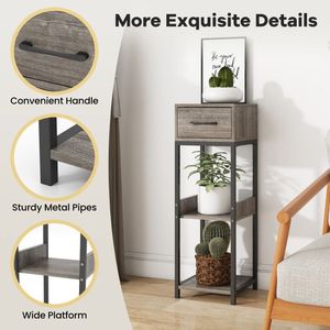 Supporto per Piante a 3 Livelli con Cassetto e Dispositivi Anti-Ribaltamento, Soluzione Funzionale per lo Stoccaggio - Product Image 6