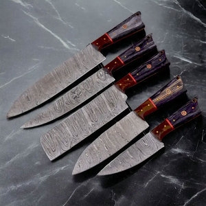 Ensemble de couteaux de cuisine professionnels en acier Damas avec design de manche moderne pour les outils de restaurant - Product Image 4