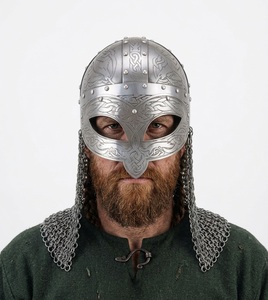 Casco de Armadura Vikinga Hecho a Mano en Acero Suave con Malla Metálica, Disfraz de Caballero para Adultos, Ideal para Cosplay, Eventos y Fiestas de Halloween - Product Image 1