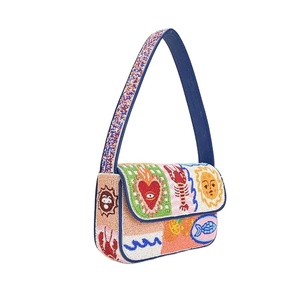 Pochette brodée vintage indienne faite à la main avec perles et deux poignées, sacs de rangement, pochettes de soirée pour mariage et fête - Product Image 1
