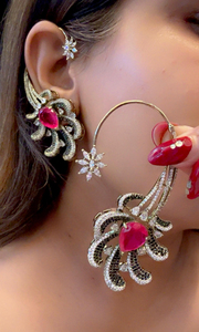 Pendientes de Oreja con Engaste Nano de Piedra Doble de Calidad Premium, Estilo Elegante, Diseño Hermoso, Ideal para Fiestas - Product Image 2