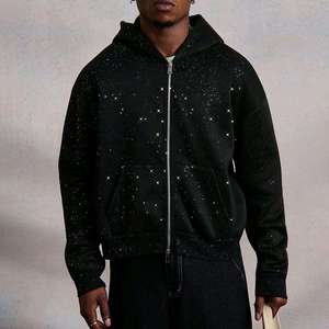 Rhinestone Print Zip Hoodie for Men and Women, Soft Casual Pullover with Front Pockets and Adjustable Hood - Product Image 2