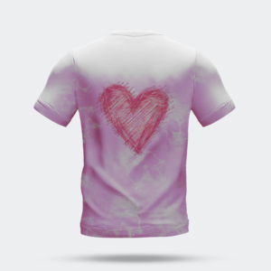 T-Shirt Bianca da Uomo a Maniche Corte <span class=keywords><strong>con</strong></span> Stampa Posteriore di <span class=keywords><strong>Cuore</strong></span> <span class=keywords><strong>Rosso</strong></span> Disegnato a Mano, Top Casual in Maglia, Vestibilità Regolare, Collo Tondo - Product Image 4