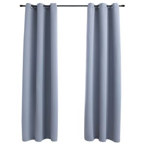 2 pezzi tende oscuranti in tessuto grigio 37 "x 84" con anelli tende e mantovane Premium - Product Image 1