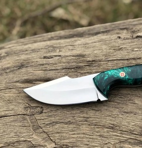Couteau de camping à lame fixe Drop Point, lame en acier inoxydable, manche en résine verte, couteau de survie plein fil à lame intégrée pour l'extérieur - Product Image 2