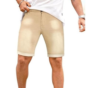 Shorts de Mezclilla para Hombre, Corte Recto, Cintura Media, Lavado Ácido, Casuales, Verano, Algodón Tejido Transpirable, 340g, con Bolsillos - Product Image 1