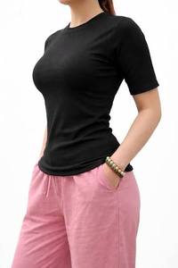 Crew Neck Female Basic Neckline Tee Lightweight Everyday Fashion Apparel Cotton - Product Image 2