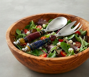Luxury Silver Head Salad <b>Server</b> Satin Polish With Colourful Handcrafted Beaded Handle For Family Meals And Parties Weddings - Product Image 6