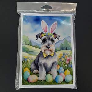Whimsical A7 Size 5x7 Blank Note <b>Cards</b> <b>Pack</b> of 8 <b>Easter</b> Egg Hunt Schnauzer Greeting <b>Cards</b> with Envelopes - Product Image 3