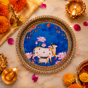 Ensemble de thali traditionnel indien pour pooja, fait main, plateau décoratif pour aarti, décoration ethnique pour la maison, cadeaux de mariage, cadeaux de remerciement pour mariage - Product Image 6