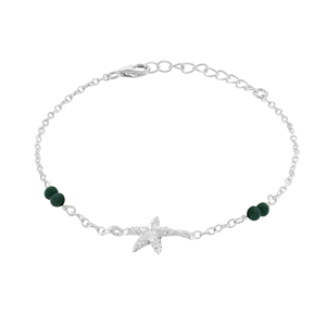 Valore Jewels Pulsera Bohemia de Plata de Ley 925 con Estrella de Mar y Cuentas de Piedras Preciosas para Mujer |   Joyería de Playa Costera - Product Image 1