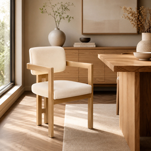 Fauteuil de salle à manger moderne en teck de qualité supérieure Rivelle, mobilier de salle à manger, revêtement en microfibre, luxe, restaurant, café - Product Image 3