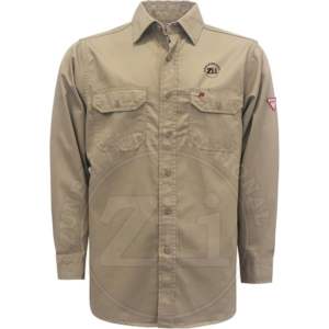 Chemise de travail ignifuge et résistante au feu, protection contre les vapeurs, conforme à la norme NFPA2112/CAT2, 100% coton, camouflage, légère, manches longues - Product Image 1