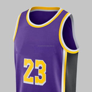 Maillot de basket-ball personnalisé de haute qualité, sublimé, respirant, grande taille, avec le nom du joueur célèbre, 100% polyester, sans manches - Product Image 2