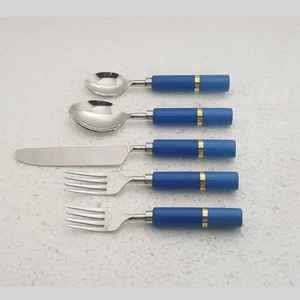 Cuchara y Cuchillo de Acero Inoxidable de Alta Calidad, Diseño Premium, Juego de Cubiertos Sostenibles con Acabado Espejo, Mango de Madera, Estilo Moderno - Product Image 2