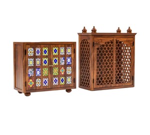 Grande structure de temple indien en mandapam avec travail de treillis |   Grand Mandir en bois massif avec portes Jali et carreaux en céramique |   École à domicile au design moderne - Product Image 2