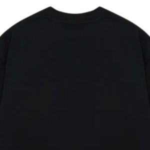 T-shirt noir surdimensionné pour homme, manches courtes, col rond, coton, streetwear décontracté, petit logo imprimé sur la poitrine, tee-shirt d'été - Product Image 4