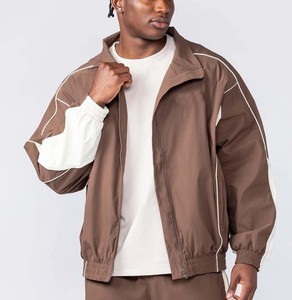 Men's Brown Track Jacket <b>Set</b> Solid Color Zip-Up Hooded Casual Outerwear Breathable <b>Knitted</b> Polyester <b>Set</b> - Product Image 3