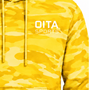 Sweat à capuche camouflage jaune doré pour homme, imprimé camouflage, en polaire, avec poche kangourou et cordon de serrage, décontracté, pour l'extérieur - Product Image 5