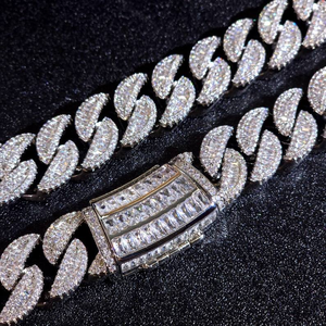 Iced Out Cuban Link Chain <b>Necklace</b> Hip Hop Diamond Jewelry White Gold Finish Luxury <b>Statement</b> Chain For Men Women - Product Image 6