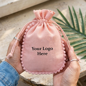 Customisable Organic Double <b>Drawstring</b> Jewelry Packaging Pouch Reusable Gift & Party Favor Potli Bag - Product Image 1