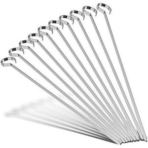 12 Pack 14 Inch Flat Stainless Steel Kabob Skewers for <b>BBQ</b> Grill <b>Tools</b> - Product Image 3
