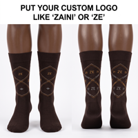 Calcetines de Vestir para Hombre de Primera Calidad, 200 GSM, Algodón, Poliéster, Elastano, Color Marrón, Jacquard, Logotipo Personalizado, Diseño de Diamantes Tejidos, OEM, ODM
