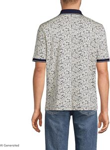 เสื้อโปโลแขนสั้นพิมพ์ลายดอกไม้สำหรับผู้ชายของแลนด์สเอนด์ผ้าฝ้ายอ็อกซ์ฟอร์ดระบายอากาศได้ดีสวมใส่สบายทรงปกติ - Product Image 2