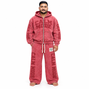 Conjunto de Sudadera con Capucha y Pantalones Deportivos Holgados Unisex Personalizados, Estilo Informal, con Etiqueta Personalizada - Product Image 1