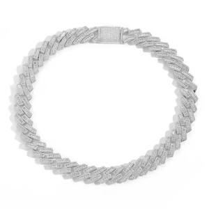 Collier chaîne en moissanite de luxe avec maillons en zigzag glacés |   VVS1 Couleur D |   Argent sterling 925 |   Chaîne de testeur de diamants Hip Hop | - Product Image 2