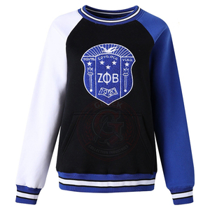 Sudadera con cuello redondo Zeta Phi Beta Black Crest, bordado en chenilla, ropa de hermandad griega, suéter unisex de algodón premium. - Product Image 1