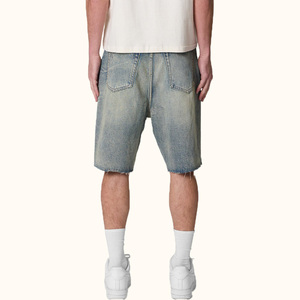 Nuevos Pantalones Cortos Vaqueros Retro de Corte Holgado para Hombre, con Agujeros y Bajo Deshilachado, Venta al por Mayor - Product Image 2