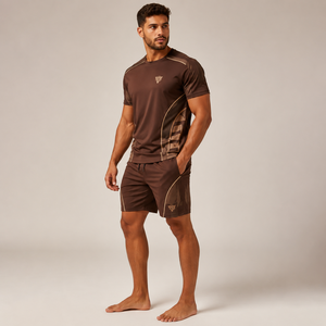 <b>Polyester</b>/Cotton Short Sleeve <b>T</b>-<b>Shirt</b> and Shorts 2-Piece Beach Shorts Set Men Summer Streetwear Casual Sets Breathable - Product Image 1