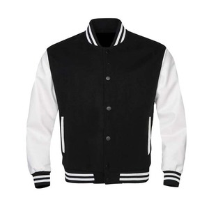 Nouvelle veste universitaire unisexe en laine avec manches en cuir, style décontracté, pour homme, collection automne - Product Image 2