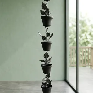 Cadena de Lluvia Decorativa con Diseño de Hojas, Cadena de Drenaje de Agua para Exteriores, Sistema de Recolección de Agua de Lluvia Colgante para Jardín y Hogar - Product Image 6