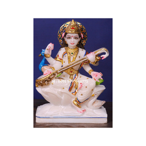 Hermosas estatuas Maa Saraswati Ji de mármol blanco natural hechas a mano en presupuesto de bajo precio con estatuas de diosa de mármol de alta calidad - Product Image 4