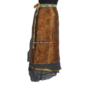 Designer Silk Wrap <b>Skirts</b> New Gypsy Hippie <b>Boho</b> Indian Retro Paisley Silk Casual Magic Wrap Cover up Wear Vintage Magic 38 Inch - Product Image 4