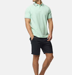 100% polos personnalisés pour hommes en coton biologique avec logo brodé T-shirt en piqué doux d'été vêtements décontractés respirants de haute qualité - Product Image 1
