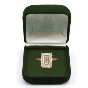 Bague de mariage fine en or 14 carats plaqué rhodium de qualité supérieure, diamant synthétique taille émeraude 10 carats, certifié IGI, couleur F, VS2, 4,5 g, cadeau - Product Image 1